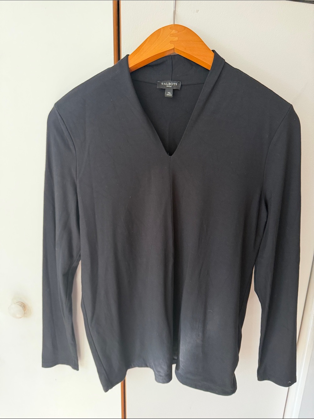 Talbots Black Long-Sleeve V-Neck Top